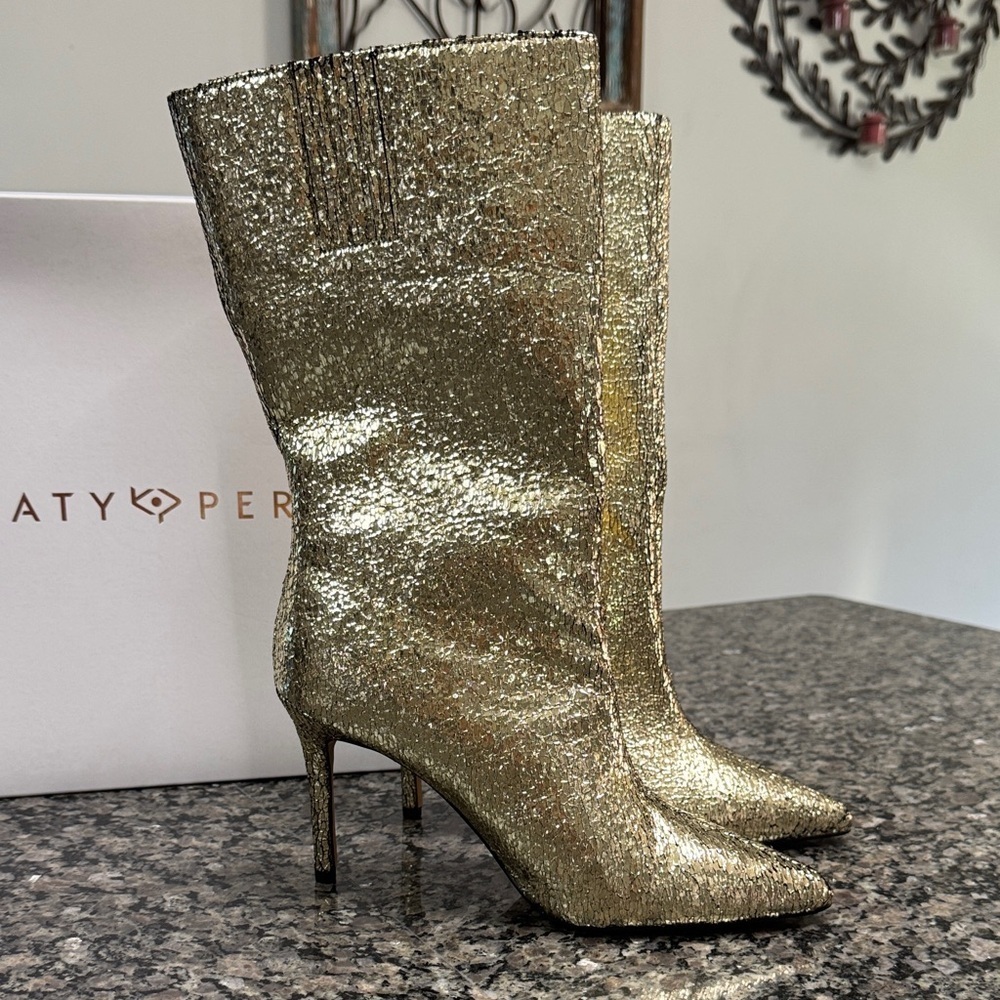 Katy Perry Collections Glittering Gold Heeled Boots - Picture 2 of 12